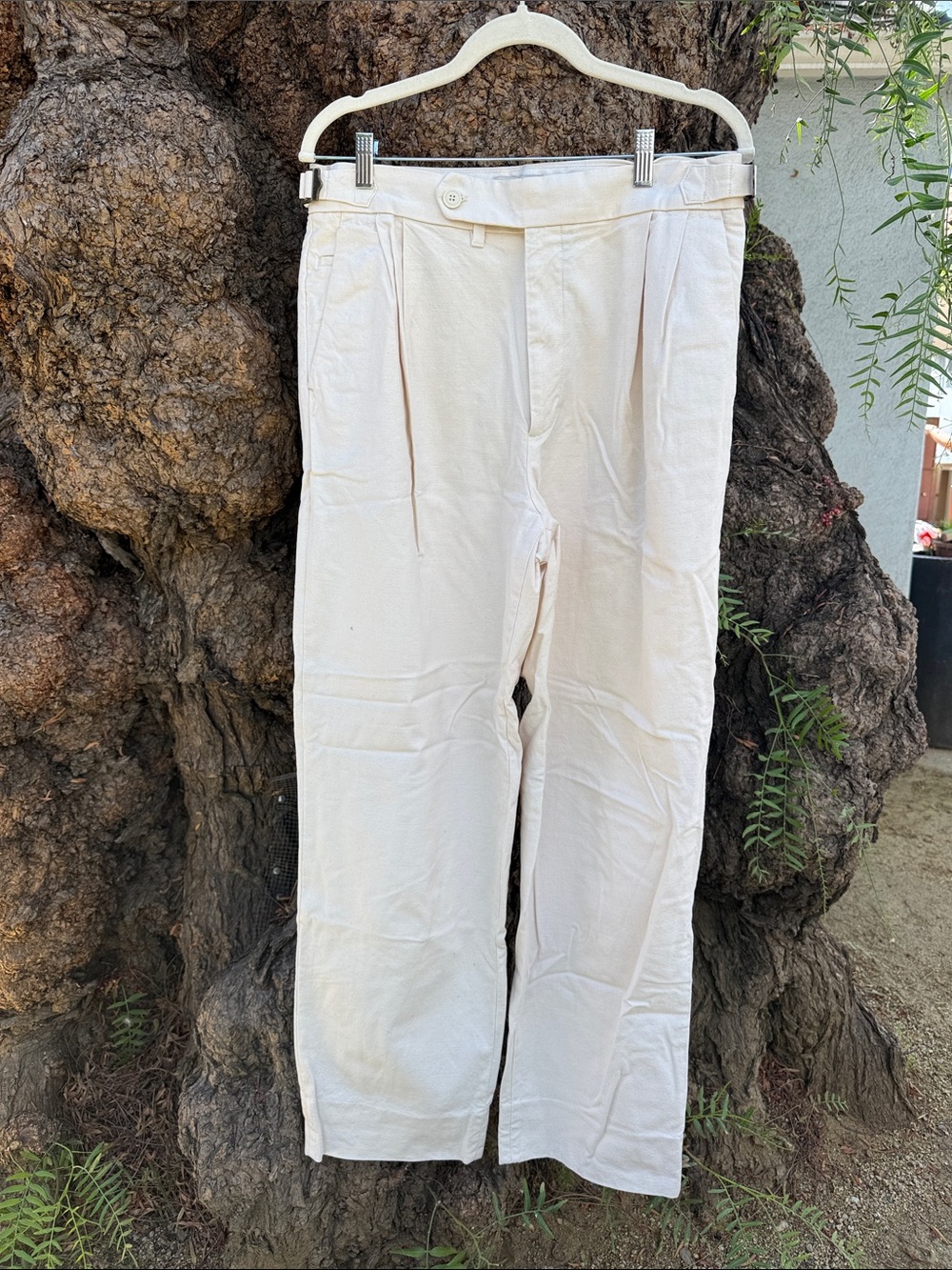 Banana Republic Cream Wide-Leg Pleated Trousers